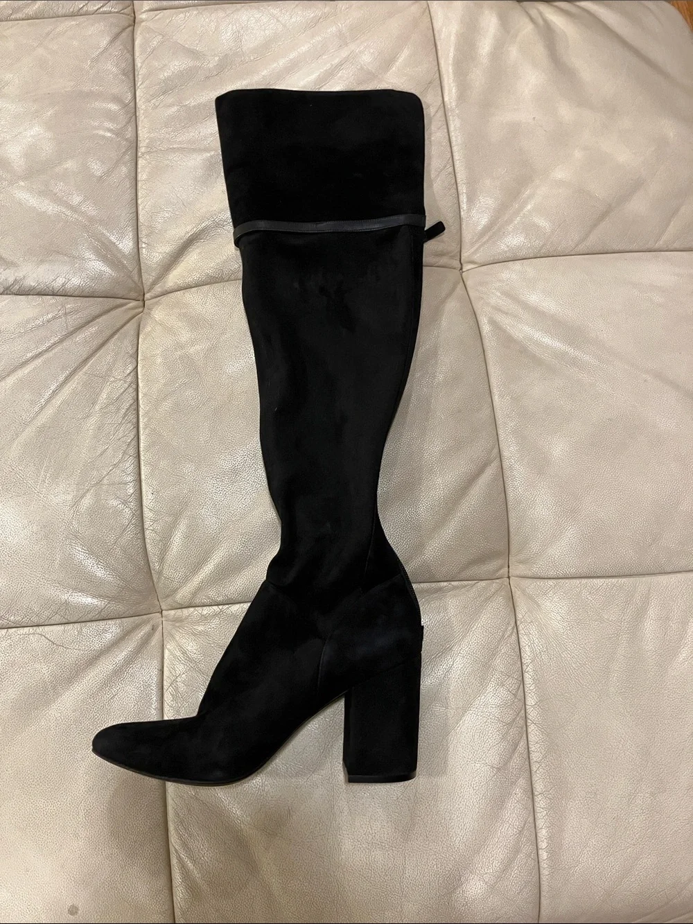 Cole Haan Black Over-the-Knee Suede Block Heel Boots